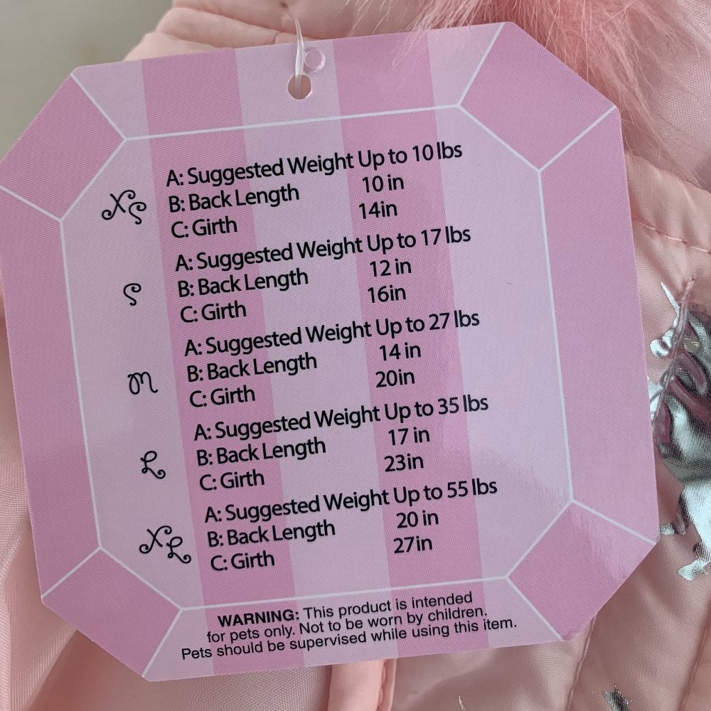 Pink/Silver Unicorn Dog Coat - NWT - Picture 9 of 9